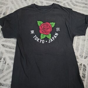 Tokyo Japan Rose Graphic Tee - Black